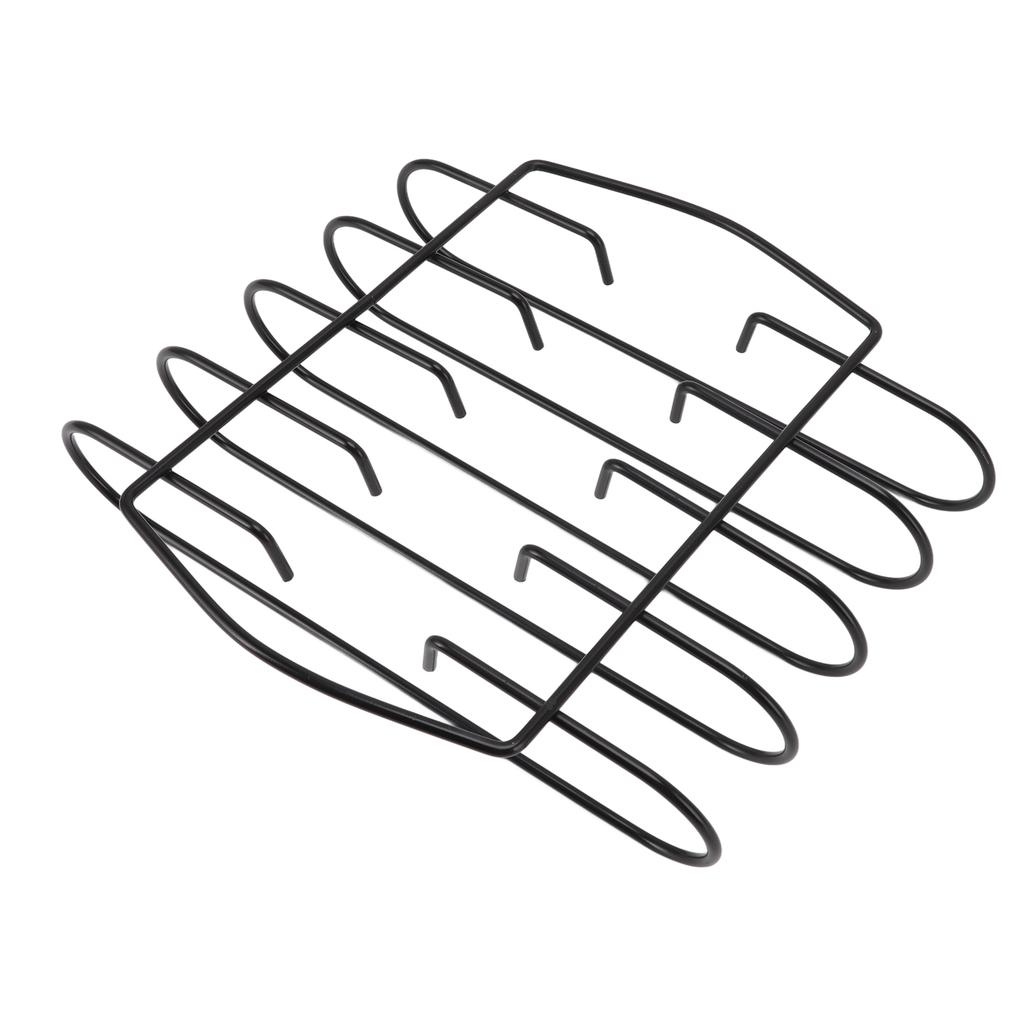 BBQ Rib Rack Iron Non Stick Grilling Rib Stand Black Barbecue Grill for Steak Lamb Chops Outdoor