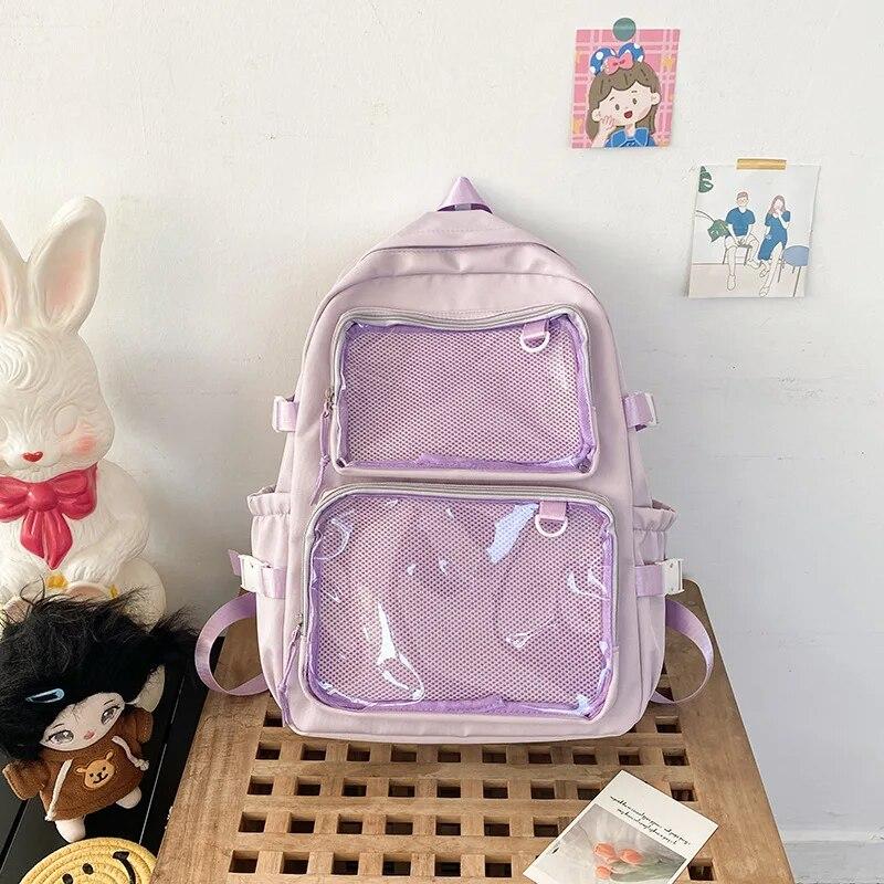 Japonský batoh Kawaii Itabag Women Novinka 2024 Transparentní Batoh Dámský Velkokapacitní Batoh Ita Školní tašky pro vysokoškoláky JK