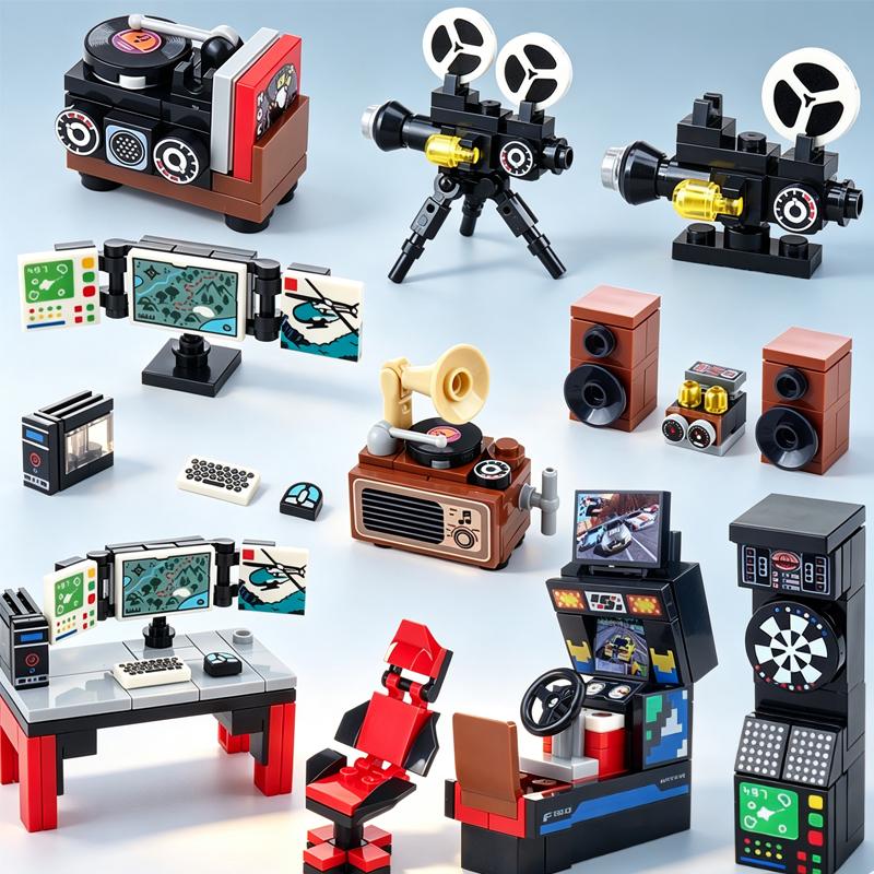 MOC Arena Building Blocks Racing Console Poker Board Game Mahjong Machine Yacht Patrol Boat Billiards Ice Hockey Table Brick Toy