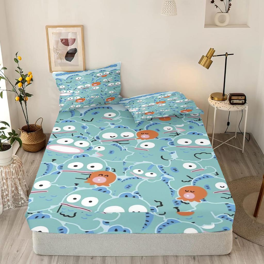 Cartoon Fitted Sheets King Size Hangyodon Bedding Set Quilt Cover Children'S Printed Polyester Covers