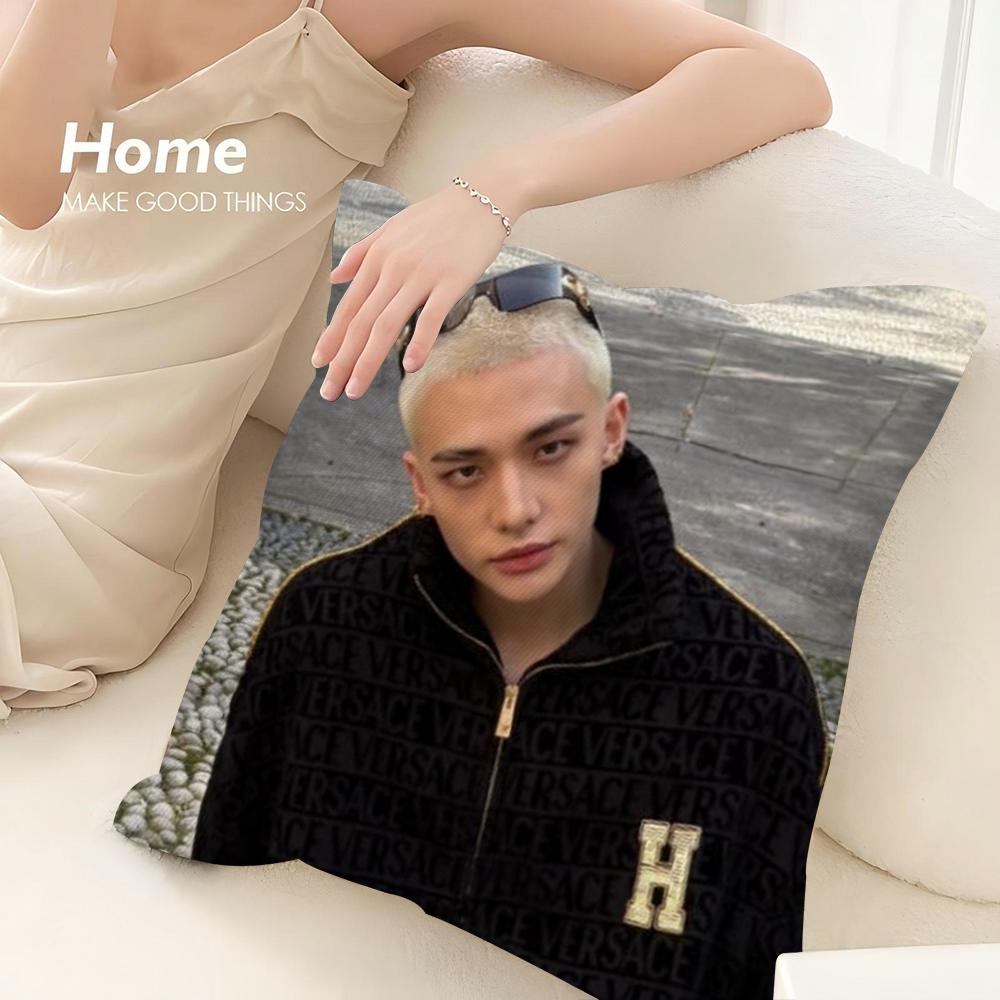 H-Heiß KPOP Idol h-Hyunjin Kissenbezug 3D-Druck Polyesterfaser 40*40cm Zuhause Sofa Wurf Dekoration Festival Geschenk