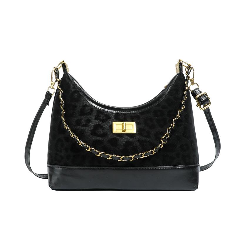 

High sense niche autumn and winter new PU casual splicing fashion versatile trend trendy shoulder messenger bag чёрный