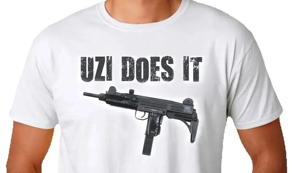 Uzi Does It Funny Gun Rights 2nd Amendment TShirt 100 Cotton ONeck Summer Short Sleeve Casual Mens Tshirt Size S3XL