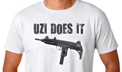 Uzi Does It  Funny Gun Rights 2nd Amendment TShirt 100 Cotton ONeck Summer Short Sleeve Casual Mens Tshirt Size S3XL