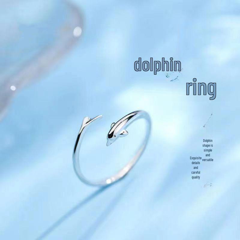 Verstellbarer 925 Silber Delfinring für Mädchen - Schlicht, Niedlich, Valentinstagsgeschenk