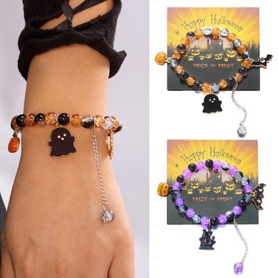 Cartoon Ghost Pumpkin Bat Bracelet Strange Pendant Halloween Bracelet  For Men Women Party Festival Jewelry Gift