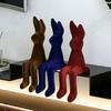 Sitting Bunny Statue Flocking Rabbit Figurine Easter Bunny Ornaments for Living Room Cabinet