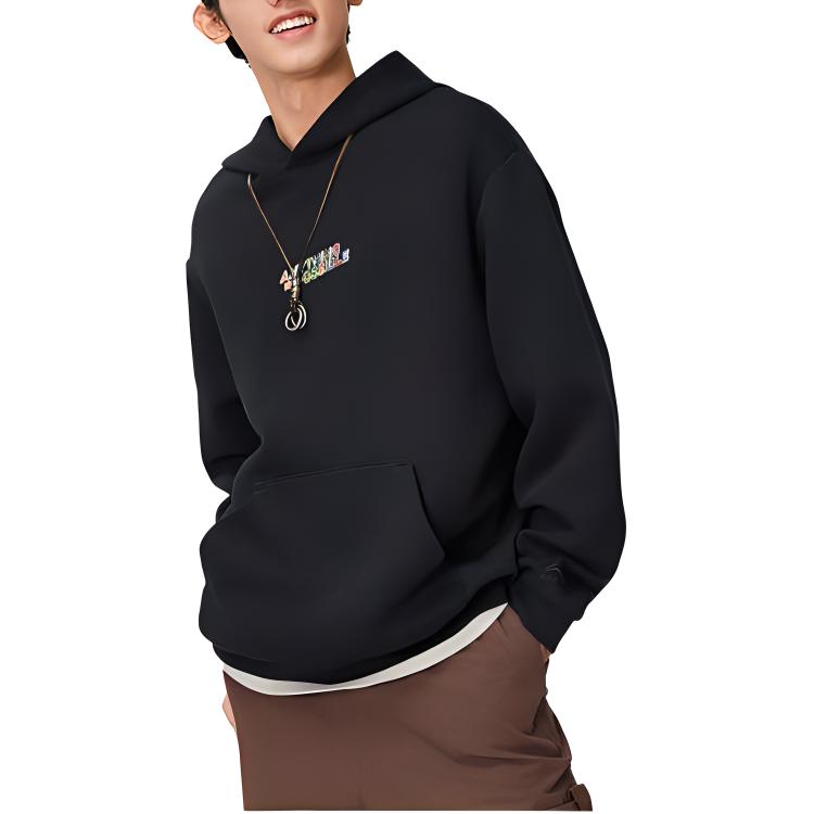 Li Ning Sports Lifestyle Serie Buchstabenmuster Hoodie Herren Hoodies Schwarz AWDU023-3
