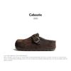 [Lan Cabinet] Baotou Drag 5cm Inner Height-increasing Version of Cow Reverse Velvet Birken Half Slippers Women's Pedal 2025 New Model
