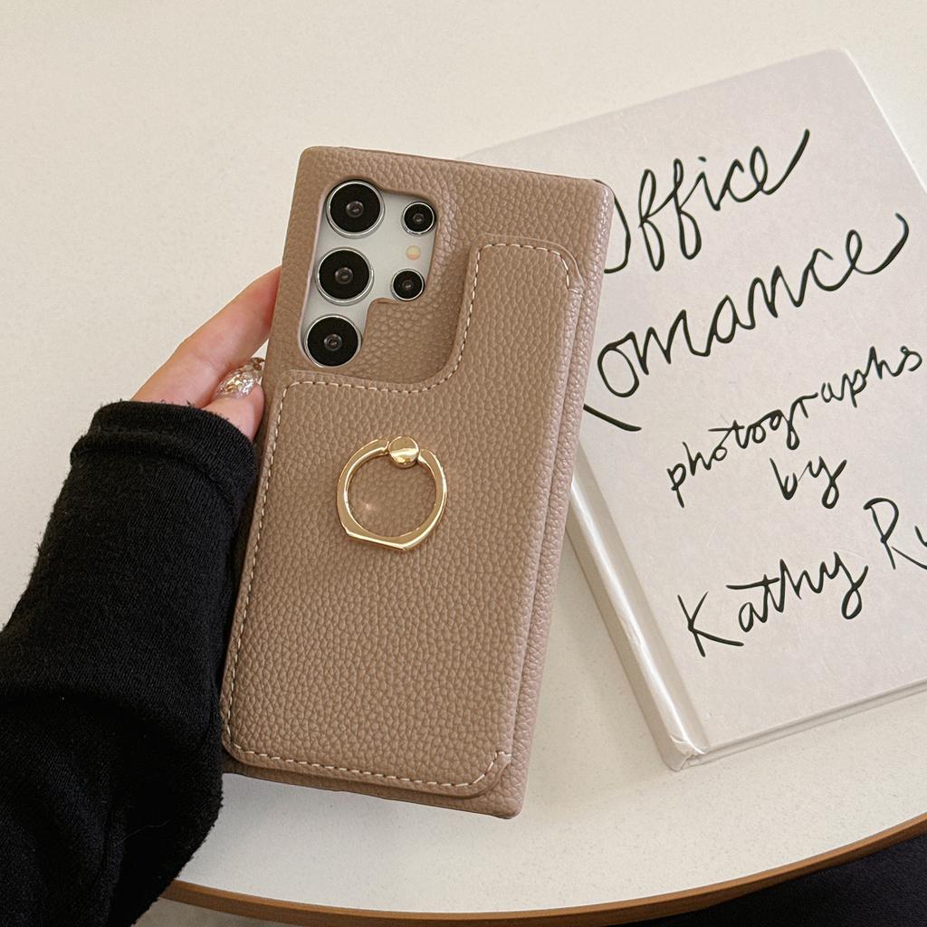 Mirror Cards Solt Leather Wallet Bag Ring Holder Case For Samsung Galaxy S24 Ultra S23 Plus S22 S21 A34 A35 A55 A15 A24 Cover