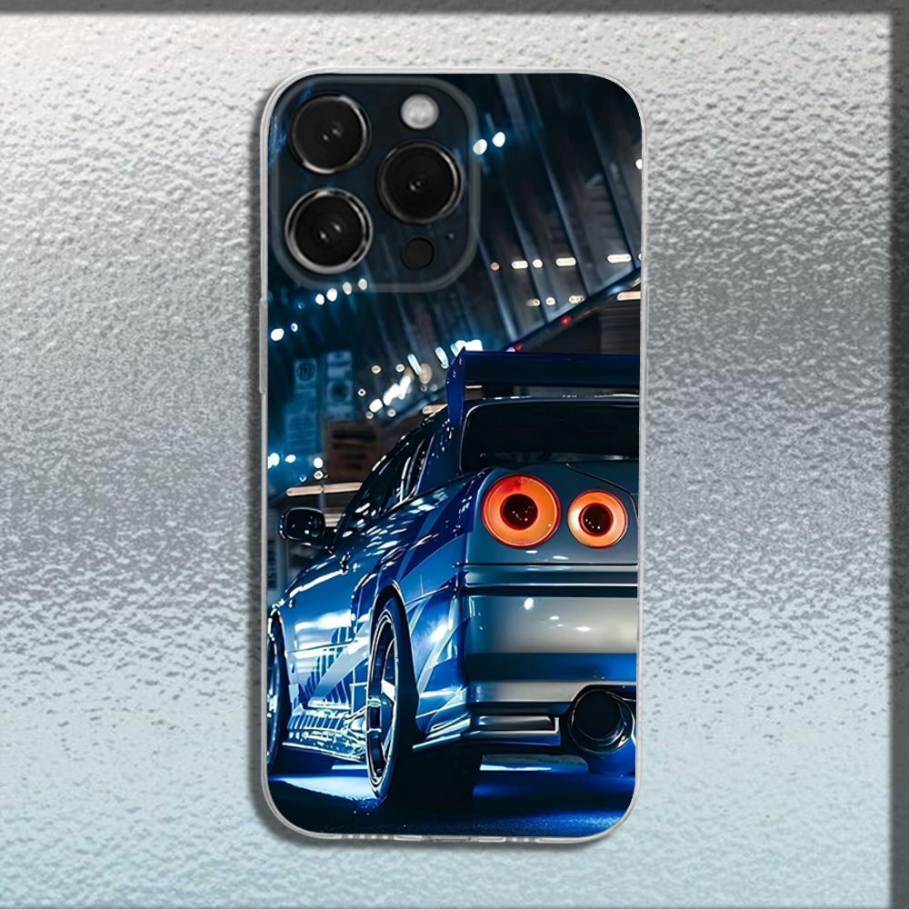 

F-Fasts and F-Furious R34 Phone Case For iPhone 16,15,14,13,12,11 Plus,Pro,Max,XR,XS,X,Plus,SE,Mini Transparent Soft Cover iPhone11PRO