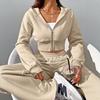 Women's Cropped Hoodie And Wide Leg Pants Two Piece Tracksuit Casual Loungewear Set