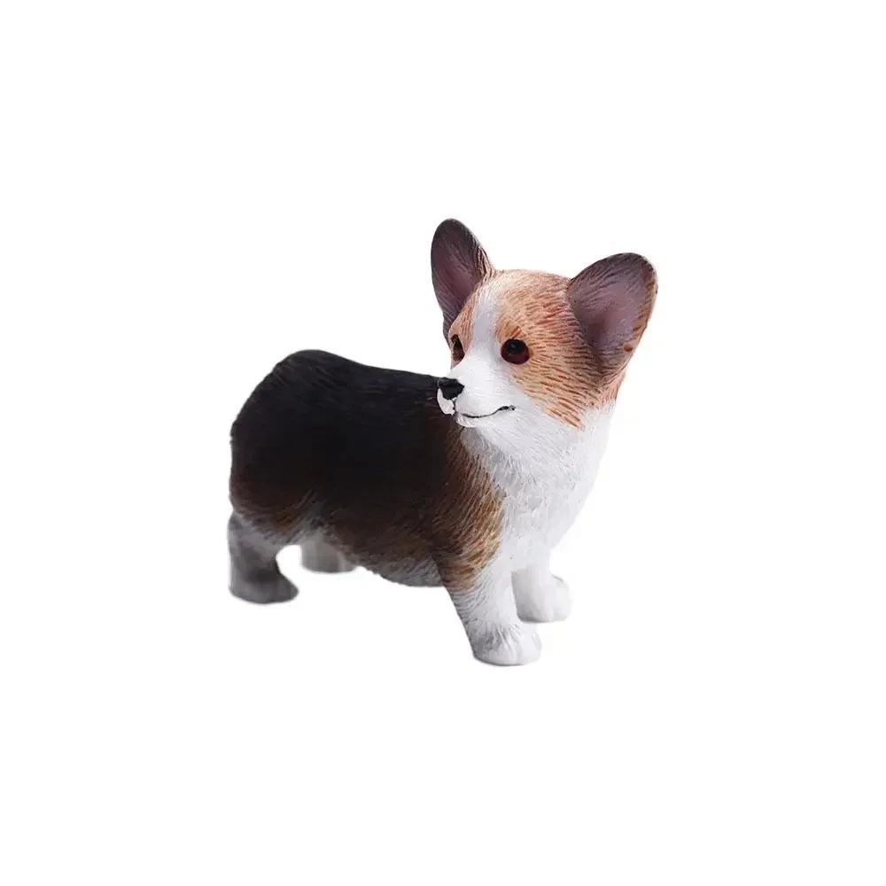 Figurines Mignonnes de Chiens de Simulation Miniatures Mini Animaux Corgi Modèle en Résine Ornement de Voiture pour Décoration de Maison Accessoires Cadeau pour Enfants