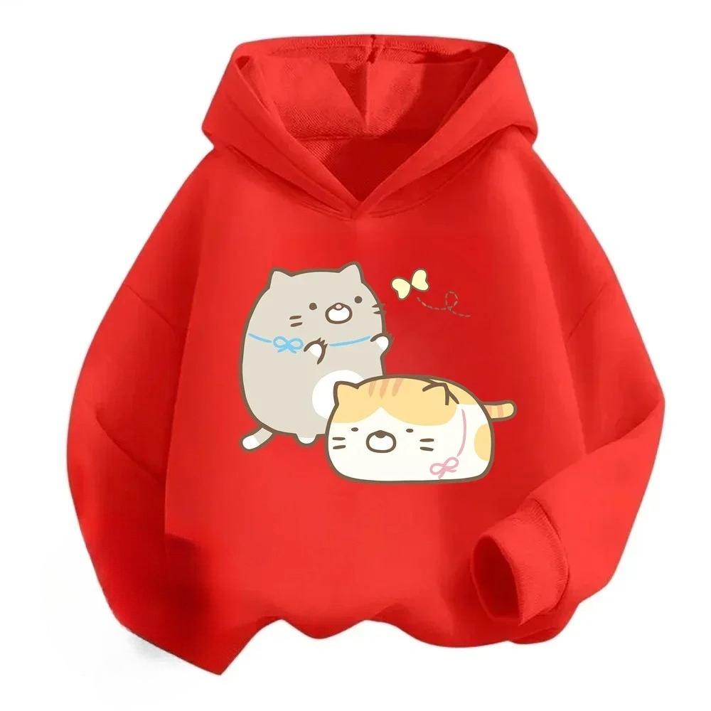 Niedliche Cartoon-Katzen Mode Kinder Kapuzenpullover Junge Mädchen Herbst Winter Täglich Outdoor Lässig Locker Street Warm Sportbekleidung