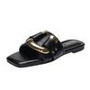 Women Slipper Temperament Square Fead U Buckle Sandals Slippers Female Open Toe Fashion Outdoor Woman Shoes Flats Leisure