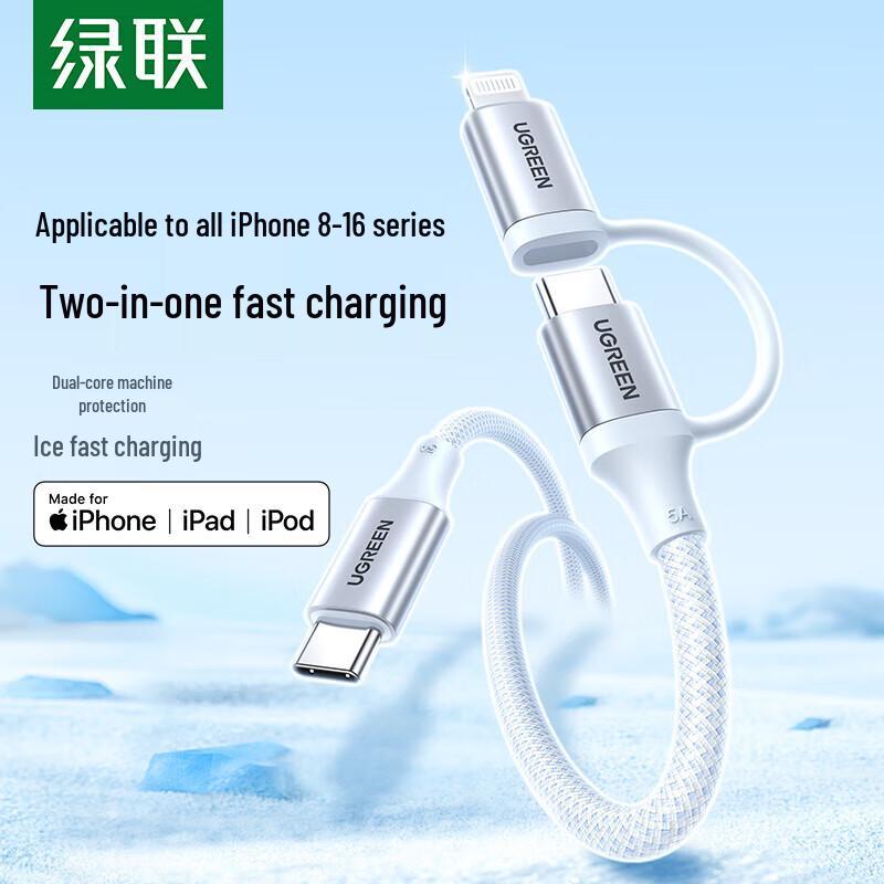 Ugreen MFi Certified PD100W Dual Type-C to Lightning 2-in-1 Cable