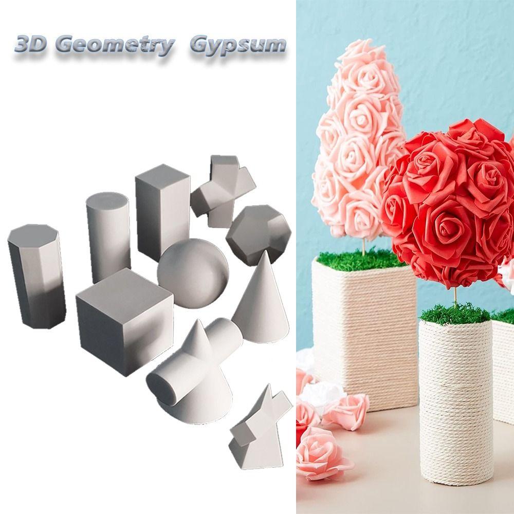 

Mini Resin Sketch Model Ornaments 10 Different Shapes 3D Geometry Gypsum Room Decoration 10pcs