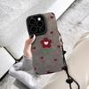 The Heart-shaped Red Flower Bracelet Is Suitable for Apple 16pro Suede Phone Cases with 15 Fine Holes, Anti-drop 14 Silicone, Xs/xr