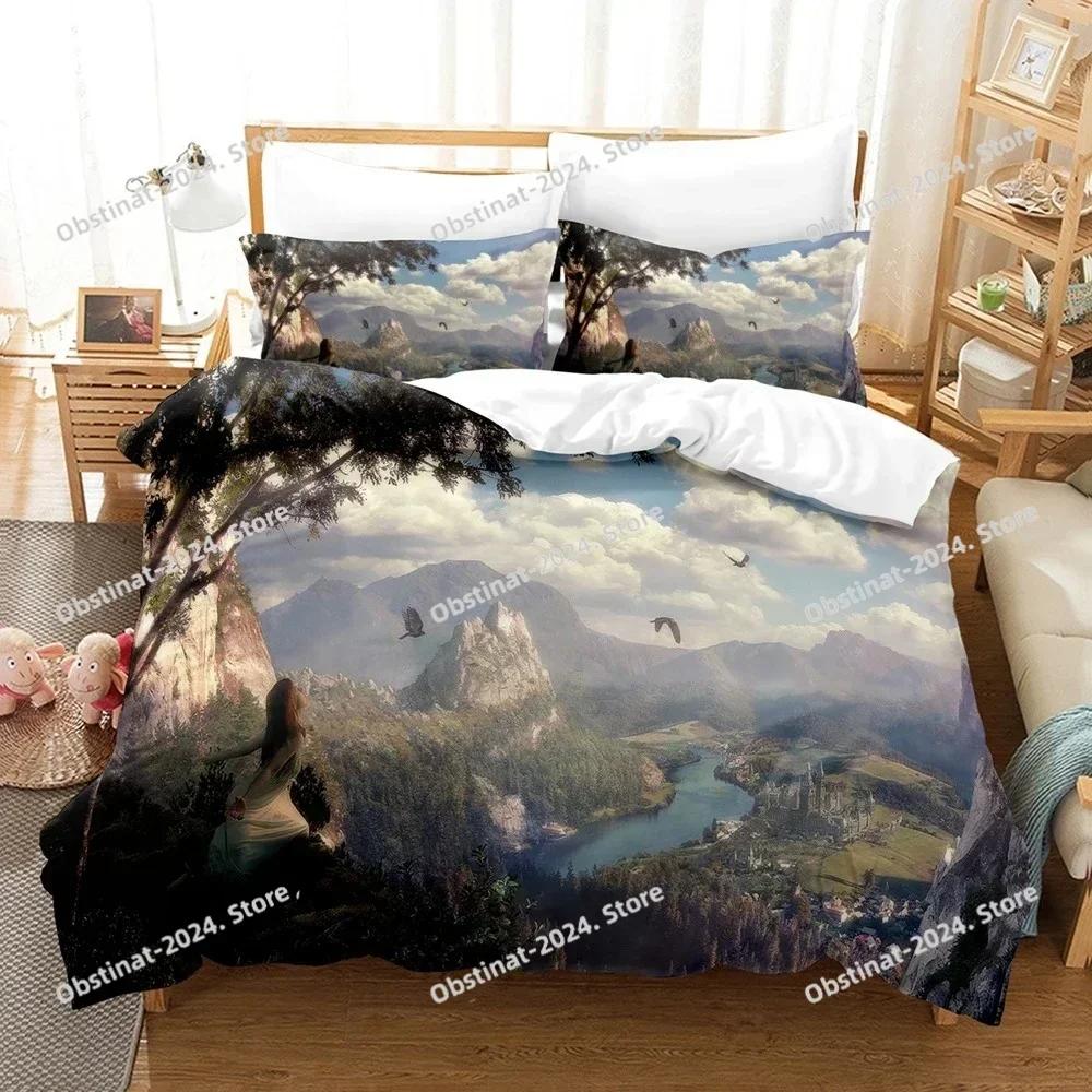 Fantasy Hexe Drache Llien Welt Bedrucktes Bettwäsche-Set Bettbezug Kissenbezug Bettwäsche-Set Bettwäsche Laken Deckenbezug Full King Size