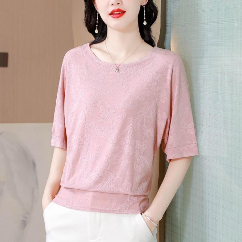 Summer New Style Women's Short-sleeved T-shirt Women's Tops, Middle-aged Mother's Outfit, Fashionable Shirt