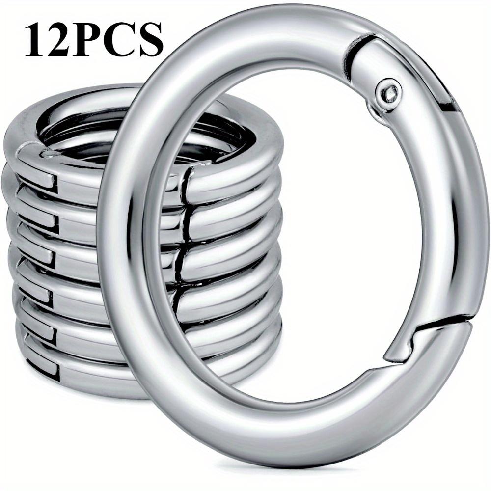 12PCS Metal Spring O Rings, Round Snap Buckle, Spring Keyring Buckle, Round Clips for Buckles, Bags, Purses, Keyrings