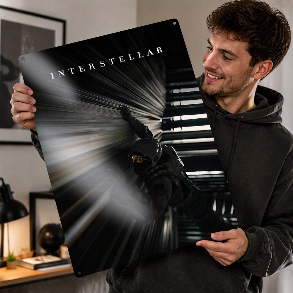 Interstellar Movie Astronaut Personalized D Textured Metal Poster Wall Art Tinplate Sign for Decoration Room Decor Luxury Home