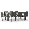 VidaXL 9-piece Garden Dining Set and Cushions Black Wicker, Dining Set, Dining Set 3157968