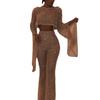 Zomer Nieuwe Europese En Amerikaanse Dameskleding Sexy Lange Mouwen Halter Jumpsuit Taille Top Broek