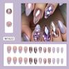 24pcs Almond False Nails French Crystal Fake Nails Full Cover Press On Nails Detachable Nail Tips Nail Art