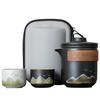 New Chinese-style Aoyama Flying Bird Kuaike Cup, One Pot and Two Cups, Portable Tea Set, Leather Storage Bag, Business Gift.