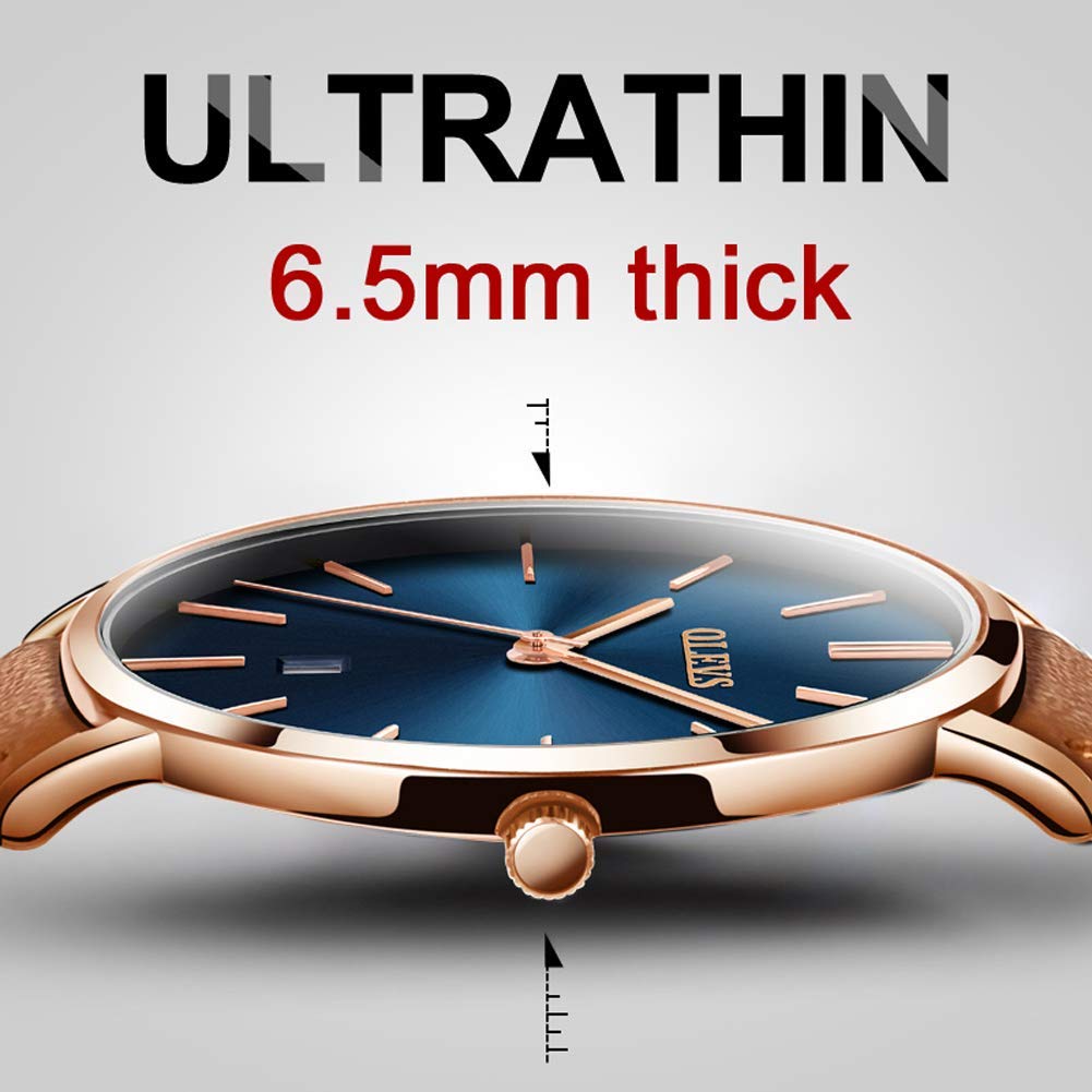 Watch Blue Stylish Hand Watch Waterproof Ultra Thin Leather Belt Brand Leather Analog Small Simple Dial Easy To Read Fashion High School Student Watch