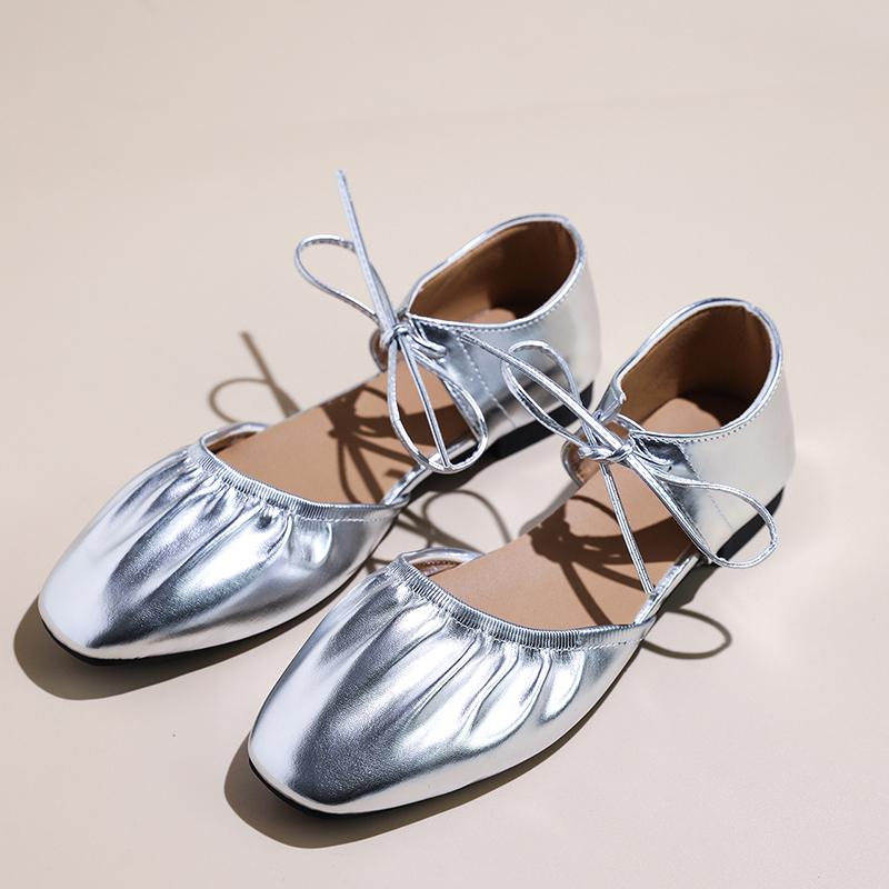 Fashion Women's Flat Shoes Fall New Fashion Square Head Shallow Mouth Soft Sole Anti-slip Wear-resistant Low-top Shoes