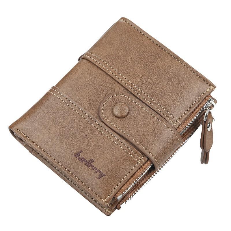 Men's Short Wallet European American Youth Multi Card Buckle Large Capacity Zipper Coin Purse