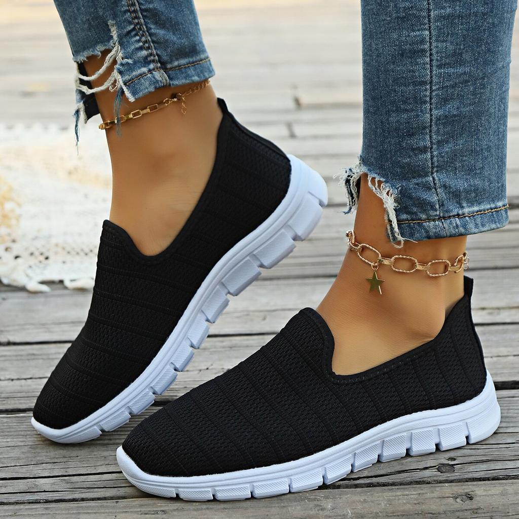 Summer Sneakers Slip on Flat Shoes Women's Fashion Casual Loafers Walking Shoe Outdoor Mesh Breathable Soft Soled Vulcanize Shoe