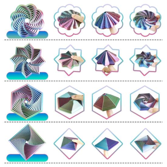 4Pcs 3D Printed Fractal Fidget Hexagon Stress Anxiety Relief Expanded Fidget Octangle Star Flower Square Sensory Toy Decompression Toy