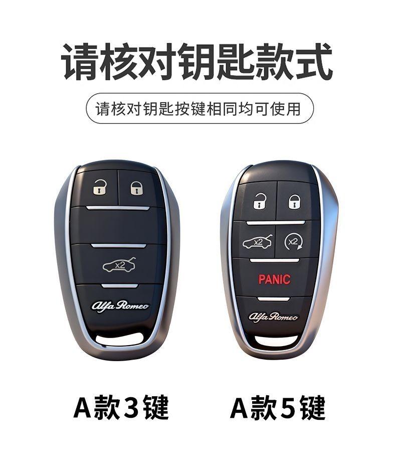 RXDMV1 Zinc Alloy Leather Car Remote Key Case Cover Shell Protector keychain for Alfa Romeo Giulia 2015 +Stelvio 2016+ Spider Etcetera