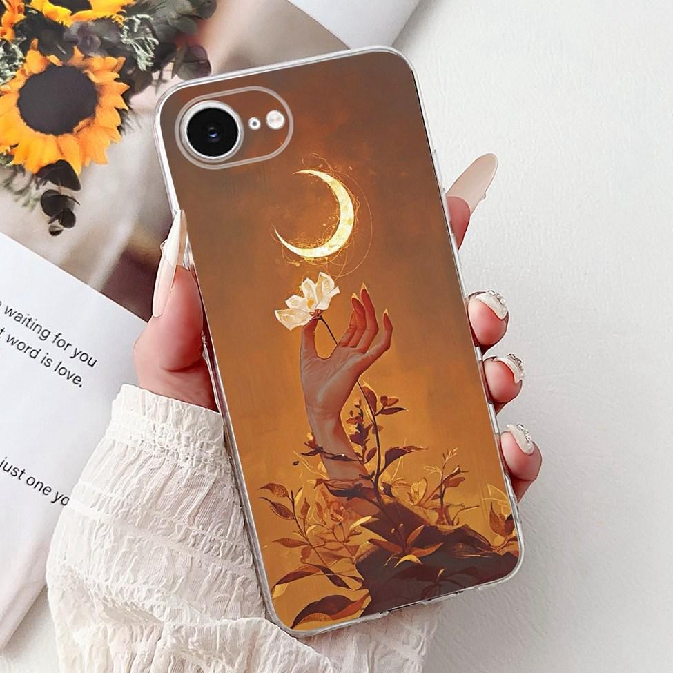 Clear For iPhone 16e A3212 A3409 A3410 A3408 Cover For iPhone 16e Case Fashion Luxury Flowers Cute Funny Painted Soft Bumper