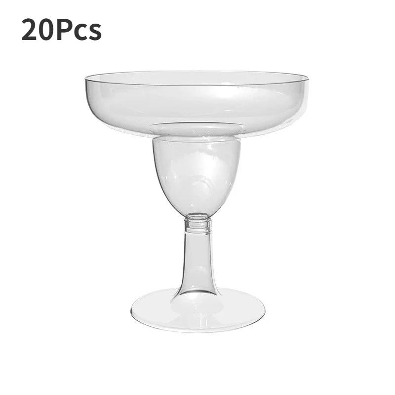 20Pcs Plastic Champagne Glasses Disposable Cocktail High Martini Glasses Flute Glasses Wedding Party Juice Drink Bar Cups