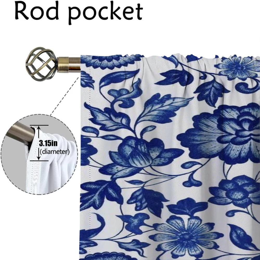 Květiny Domácí interiérové ​​záclony 2 kusy Elegantní pokojové záclony pro přepážku kamery Tyl do ložnice Zatemňovací záclony