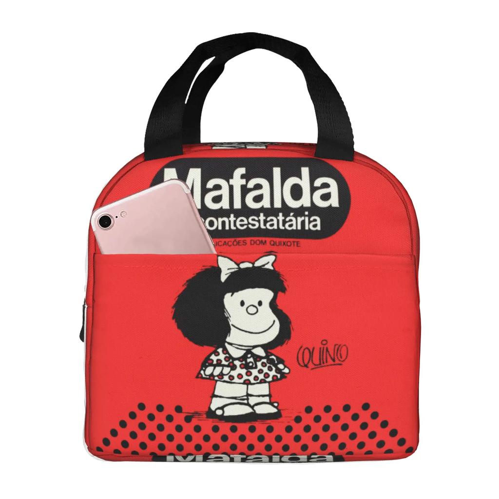 Torba lunchowa Mafalda Dziecko Kobieta Izolowana Przenośna Wodoodporna Piknikowa Torba chłodząca Śniadanie Szkoła Wielokrotnego użytku Torba na żywność Pojemnik Bento