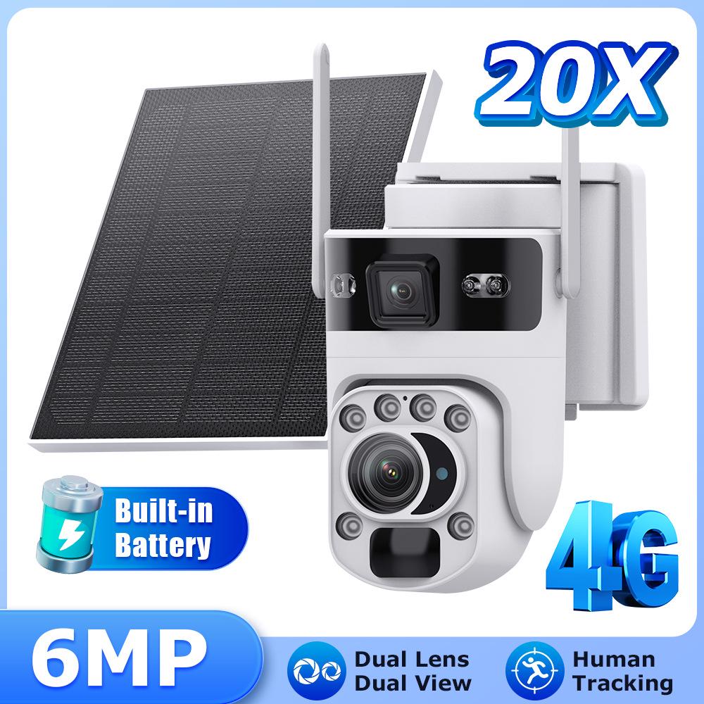 Cross-border UBOX-20X Dual Lens Solar Camera with 6MP Zoom, Remote HD, and Low Power Monitoring