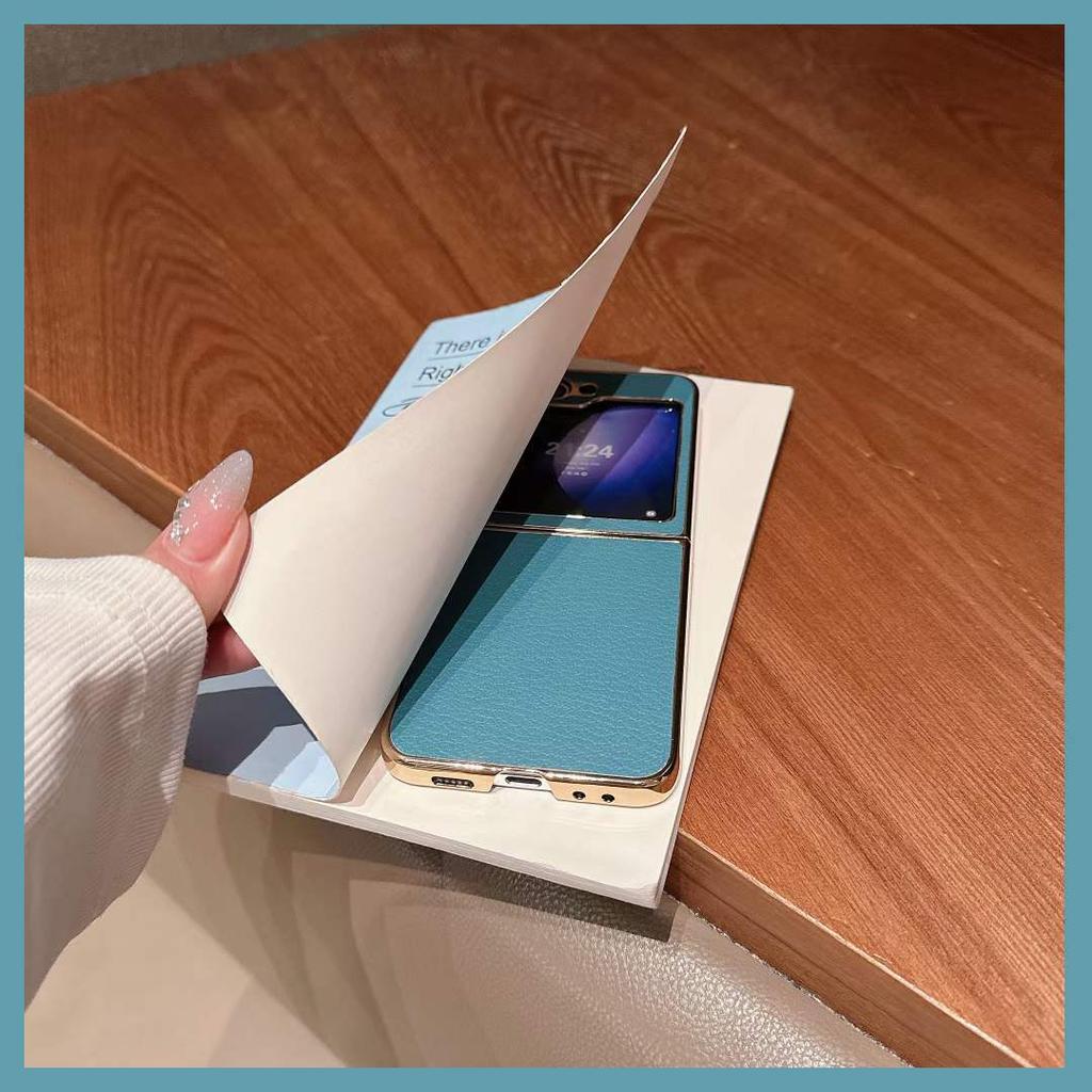 Applicable To Samsung ZFlip5 Mobile Phone Case, Lychee Pattern Electroplating Zflip3/4 Folding Protective Case p50pocketS
