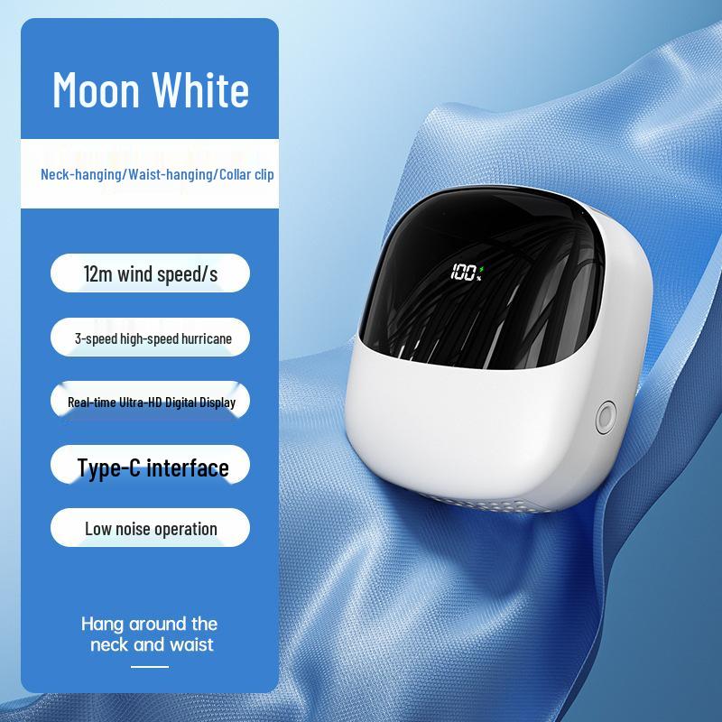 Neck and Waist-Hanging USB Mini Fan with Digital Display
