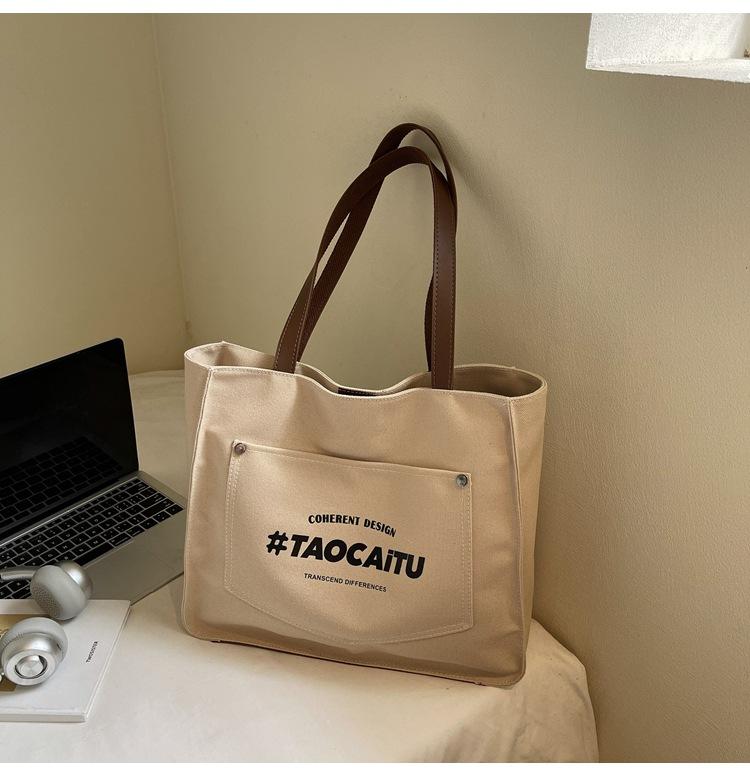 

Women s bag casual canvas bag 2025 new Korean version printed tote bag fashionable versatile large-capacity shoulder bag хаки