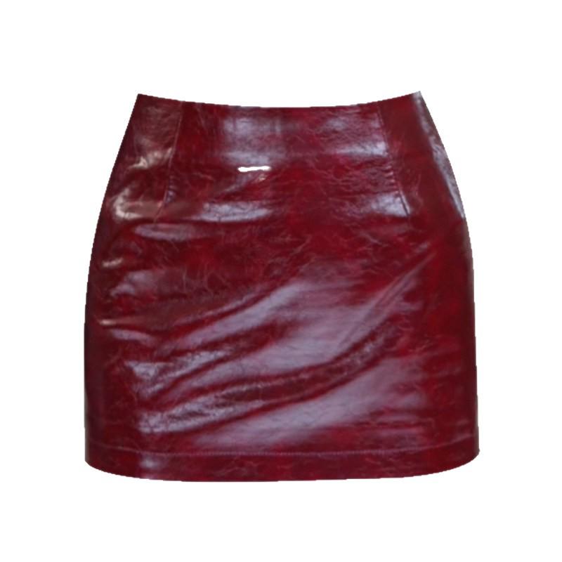 

American High-End Chic Red High-Waisted Fabric Short Skirt for Women - Autumn/Winter Sexy Style Extra Large красный