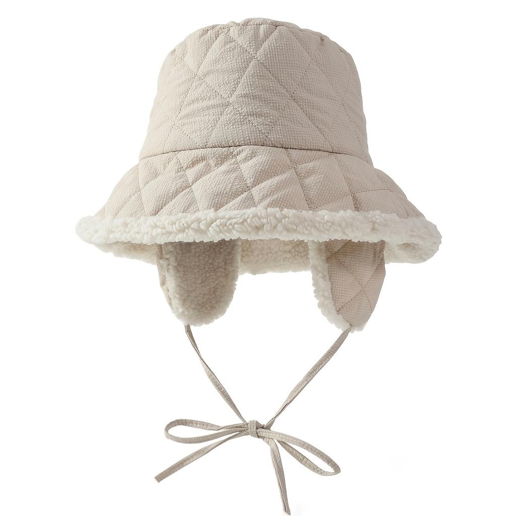 Women's Winter Thermal Bucket Hat with Ear Flaps & Fleece Lining - Thick Warm Non-Stretch Drawstring Closure for Skiing, Everyday Winter Outfits