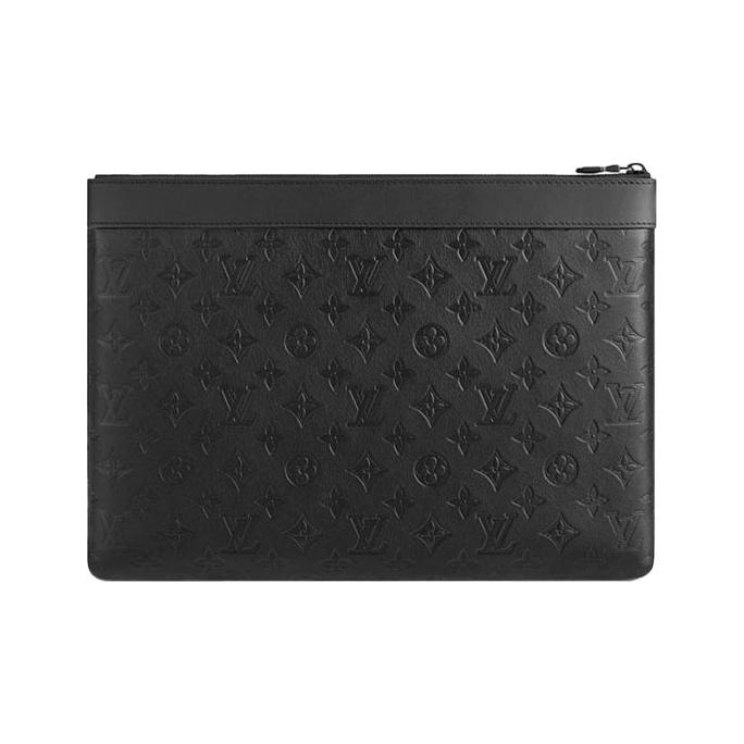 

Louis Vuitton Discovery Pochette Класична тиснена Monogram Блискавка Велика шкіряна клатч-сумка Чоловіча клатч-сумка Чорна M62903 Basic Set (Bag+Dust Bag)