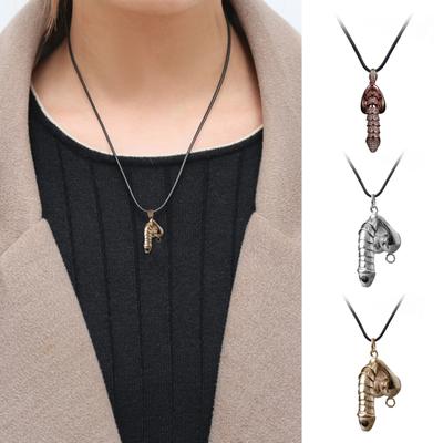 Men Necklace Funny Gift Erotic Personality Golden Unisex Alloy Rhinestone Inlaid Penis Pendant Necklace Fashion Jewelry