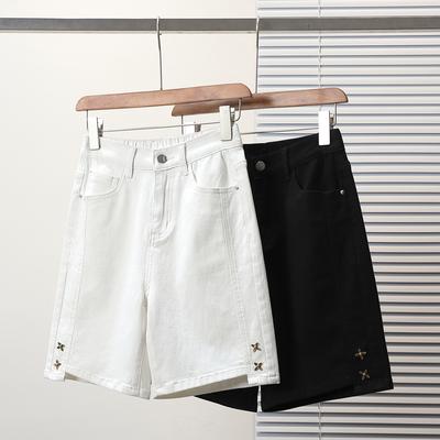 DIMANAF Plus Size Damen Shorts Hose Sommer Lockere Jeans Kurze Basic Haremshose Hohe Taille Feste Hose Elastischer Bund