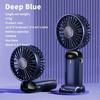 Handheld Mini Fan 3000mAh Foldable Portable Desk Outdoor Neck Hanging 5 Speed USB Rechargeable Fan Phone Stand Display Screen